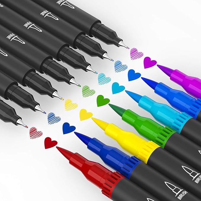 Mogyann Markers for Adult Coloring 72 Colored Pens Dual Tip Brush Markers for Coloring Books