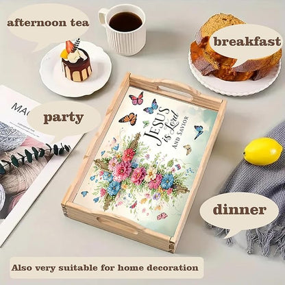 SHLUHA Diamond Art Kits for Adults Diamond Painting Wooden Serving Trays with Handle Food Tray for Party Breakfast Home Decor Gift