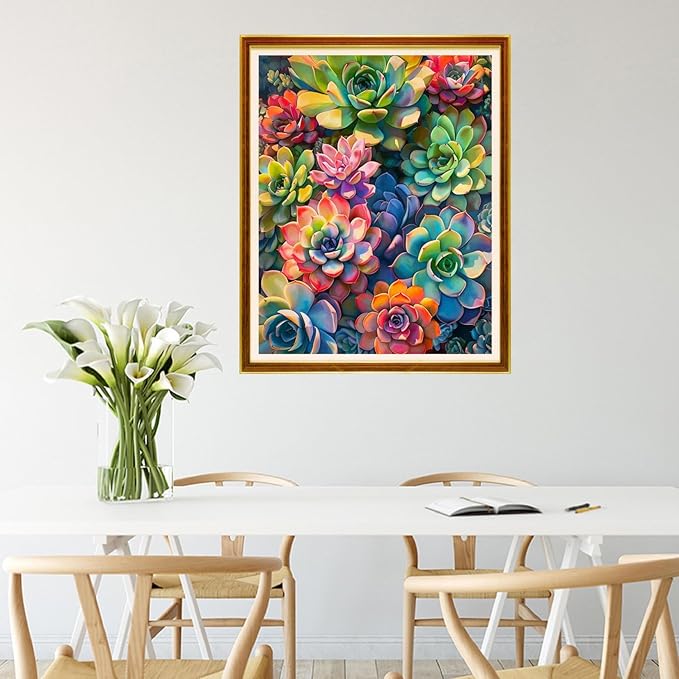 Joycasa Stamped Cross Stitch Kits for Beginners Full Range of Cross Stitching 11 CT Printed Cross Stitch Kit for Adults Cross-Stitch Patterns Needlepoint Kits-Colorful Succulent Plants 16x20 inchs