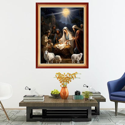 Dooxvey Cross Stitch Kits for Adults Stamped Full Range of Embroidery Starter Kits for Beginners 11CT Printed Cross Stitch Patterns Needlepoint Kits Stamped Crossstitch-Nativity 16x20 inch