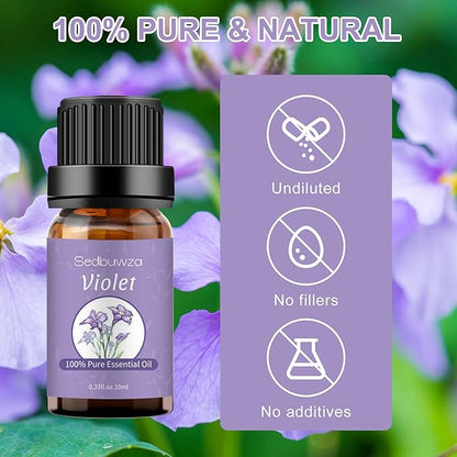 Sedbuwza Violet Essential Oil, 100% Pure Organic Violet Aromatherapy Gift Oil for Diffuser, Humidifier, Soap, Candle, Perfume