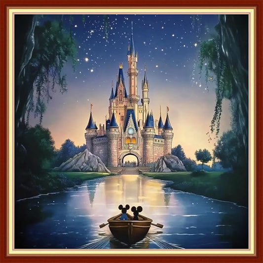 Joyhoor Cross Stitch Kits for Beginners Stamped Cross-Stitch Supplies Needlework preprint Embroidery Kits for Adults DIY Needlepoint Kits Embroidery Patterns 11CT-Dream Castle 18x18 inchs