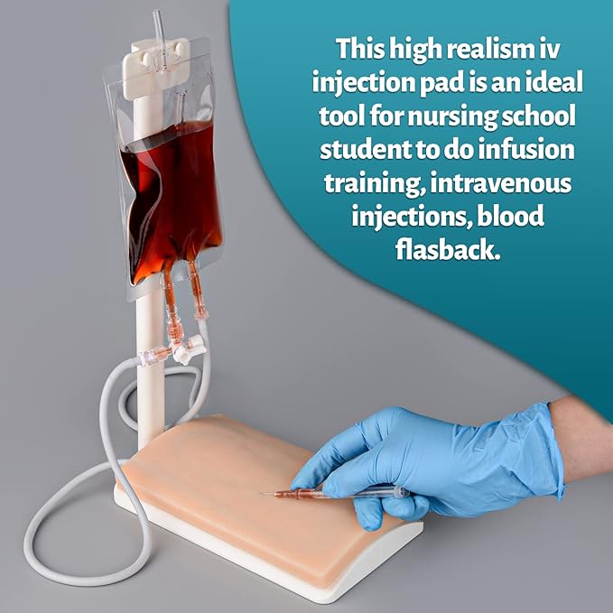 Medarchitect IV Practice Kit, IV Injection Pad for Venipuncture Training, IV Insertion Practice, Phlebotomy Blood Draw Kit for Medical Education and Nursing School