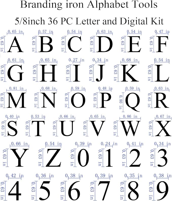 5/8" 36 Pcs Wood Burning Letter Kit, Wood Burning Letters and Numbers Stamps for Wood Branding Leather Crafting, Ideal Wood Burner Letters Gifts for Christmas Wedding Birthday