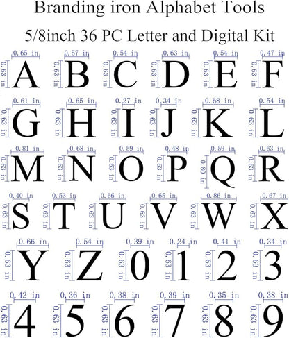 5/8" 36 Pcs Wood Burning Letter Kit, Wood Burning Letters and Numbers Stamps for Wood Branding Leather Crafting, Ideal Wood Burner Letters Gifts for Christmas Wedding Birthday