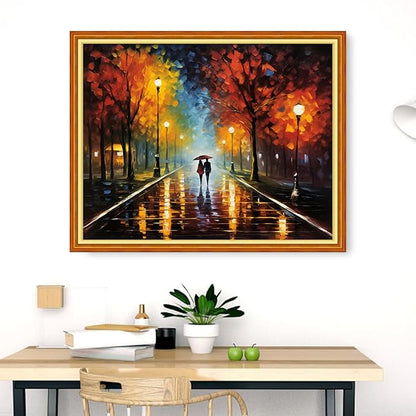 Dooxvey Cross Stitch Kits for Adults Stamped Full Range of Embroidery Starter Kits for Beginners 11CT Printed Cross Stitch Patterns Needlepoint Kits Stamped Crossstitch-Couple Strolling 16x20 inch