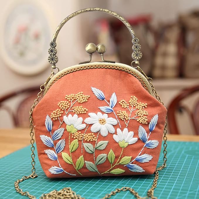 Gogobear Embroidery Coin Purse Kits for Beginners Adults Handmade DIY Embroidered Clutch Wallet Purse with All Supplies