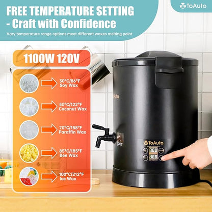 TOAUTO 12Lbs Digital Wax Melter for Candle Making,Easy Pour Spout Large Electric Wax Melting Pot, Wax Melter with Accurate Temperature Control Panel,No Cloggy|Easy Clean for Production Soap Candle