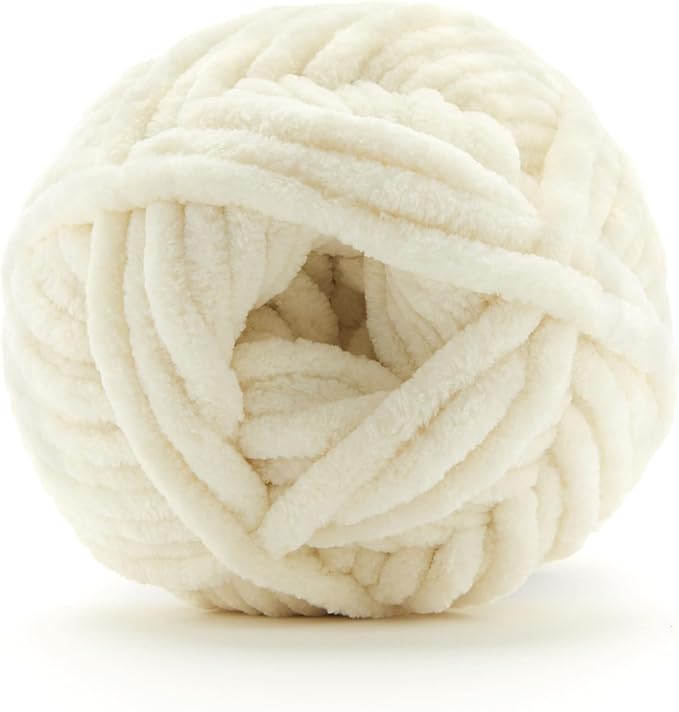 Loops & Threads Winter White Sweet Snuggles Yarn – Jumbo Weight Yarn for Knitting, Crochet, Weaving, Arts & Crafts, 18 Pack