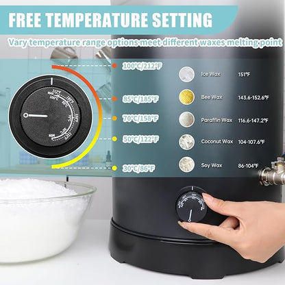 TOAUTO 30Lbs Commercial Wax Melter for Candle Making Large Electric Wax Melting Pot for Candle Making Business with Temperature Control & Quick Pour Spout