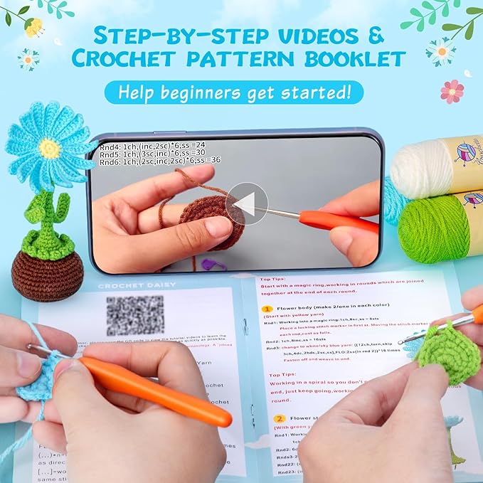 Crochetta Crochet Kit for Beginners, Crochet Starter Kits for Adults with Step-by-Step Video