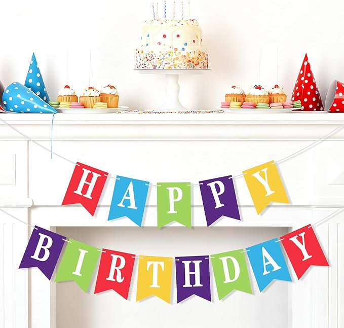 Mooliwe 171 Pcs DIY Custom Banner Kit Make Your Own Customizable Sign for Birthday Wedding Party Decoration Include 20 Paper Pennant 148 Letters and Numbers 1 Rope 2 Threading Device(Rainbow)