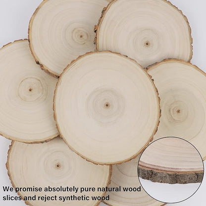 8 Pcs Large Unfinished Wood Slices, 7-8 Inches Wood Slabs for Centerpieces Natural Wooden Circle, DIY Wood Centerpieces for Tables Wedding Party Door Sign Decor