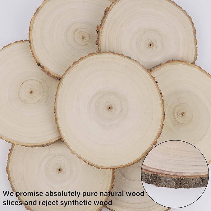 8 Pcs Large Unfinished Wood Slices, 8-9 Inches Wood Slabs for Centerpieces Natural Wooden Circle, DIY Wood Centerpieces for Tables Wedding Party Door Sign Decor