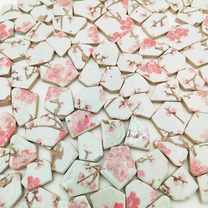 1.1 LB Porcelain Ceramic Mosaic Tiles,Broken Irregular Mosaic Tiles for DIY Craft Floor,Kitchen,Pool, Flower Pots Mosaic Making Supplies (Porcelain 10)