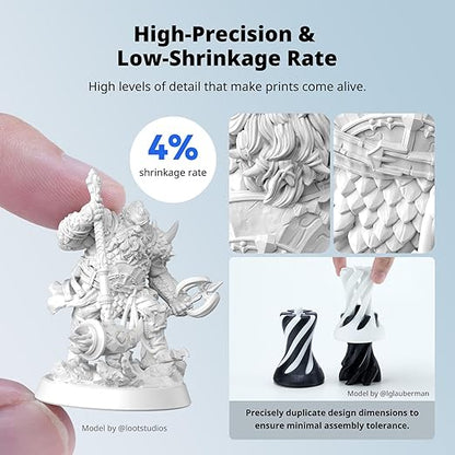 ANYCUBIC Water Washable ABS-Like Resin 3.0 Bundle, 3D Printer Resin, High Toughness and High Precision, Easy to Post-Process, Low Odor, Wide Compatibility for All LCD 3D Printers (White, 4kg)
