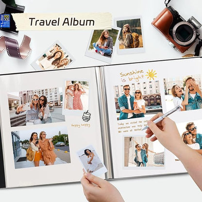 RECUTMS 30 DIY Photo Albums with Sticky Pages Button Grain Leather Cover 4x6 5x7 8x10 Photos of Any Size Wedding Photo Album Baby Picture Book Family Scrapbook Photo Album (Gray)