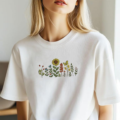 ORIGACH 4 Sheets 12 Pcs Water Soluble Embroidery Patterns Stabilizers - Pre-Printed Wildflowers & Flowering Shrubs Designs - Stick & Stitch Embroidery Paper for Hand Sewing Lovers