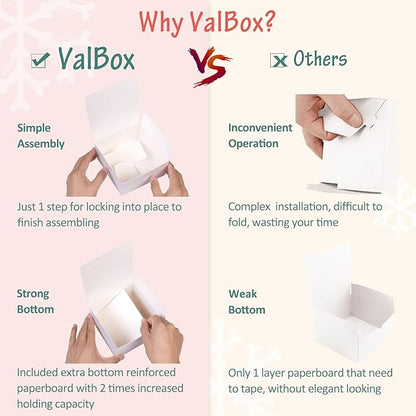 ValBox 4x4x4 White Gift Boxes 25PCS Kraft Paper Boxes with Lids for Gifts, Crafting, Cube, Cupcake Boxes, Easy Assemble Boxes for Party Favor