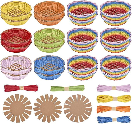 FREEBLOSS 24 Set Basket Weaving Project Introductory Sewing for Beginners Arts and Crafts Projects with Video Tutorials Basket Making Kit for Easter Eggs Gifts