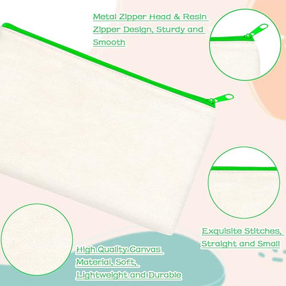 ZeeDix Canvas Pouch- Multi-purpose Cosmetic Bag with Zipper, DIY Craft Canvas Zipper Pouch Blank Makeup Bags Bulk Travel Toiletry Bag for Storage (8.3 x 5 inches)