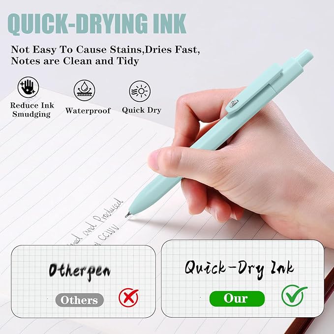 Piochoo Gel Pens,8pcs Fine Point Smooth Writing Black Ink Retractable Journaling Pens Ballpoint, Quick-Dry Cute Fidget Pens for School Supplies Office Desk Accessories