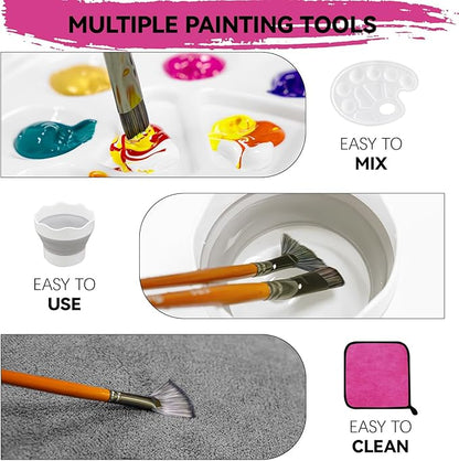 Inburit Paint Set for Adults & Kids, Painting Supplies Kit with 18 Acrylic Paints(22ml), Easel, Stretched Canvases, Brushes, Palette,Etc. Deluxe Art Paint Set for Student and Artist