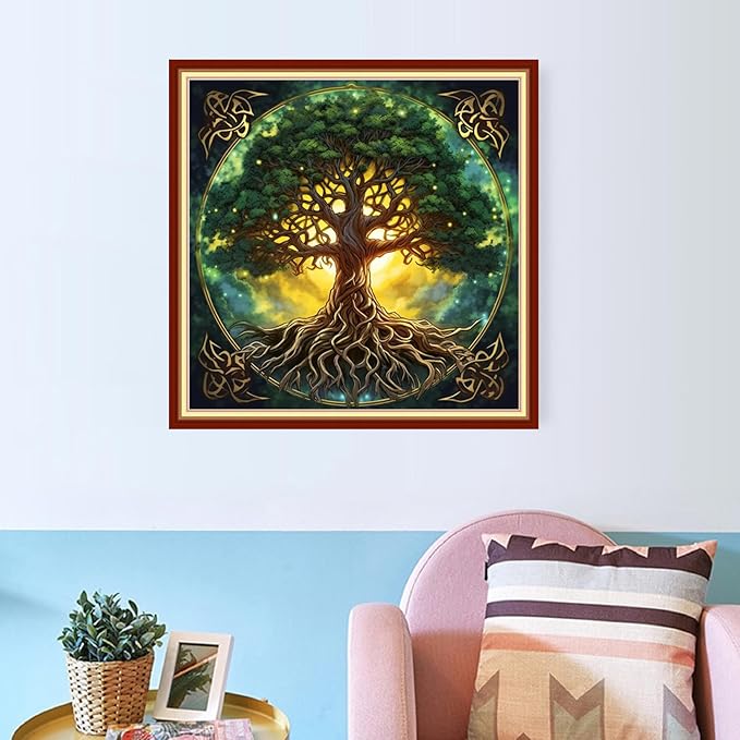 Redxing Stamped Cross Stitch Kits Embroidery kit for Beginners Adults Full Range of Embroidery Patterns Starter Kits DIY Printed Cross Stitch Kits Needlepoint Kits 11CT- Magic Tree 18x18 inch