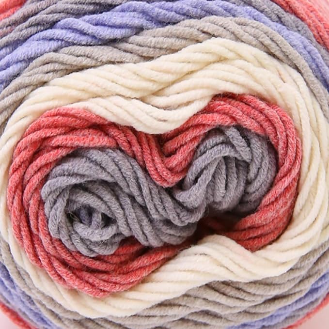 Franel Cotton Acrylic Yarn-45% Cotton 55% Acrylic, 2 Skeins of 100g Each, Soft Pastel & Gray - Purple Gradients, Perfect for Crocheting Knitting Scarves Shawls Blankets Gradient Variegated Yarn