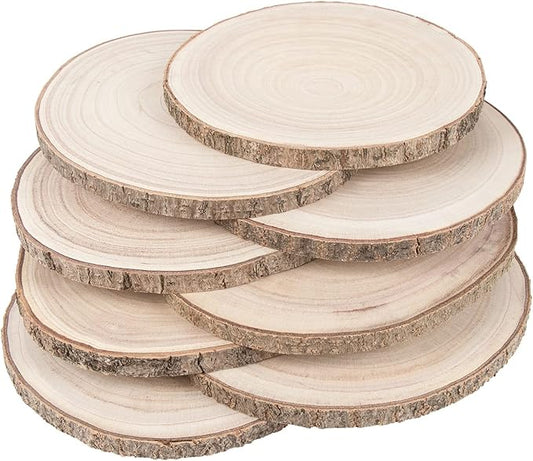 Maputune 8 Pcs 9-10 in Large Unfinished Wood Slices for Centerpieces, Natural Rustic Wooden Plate for DIY Craft, Round Wood Chips for Signage Painting Wedding Party Christmas Decor