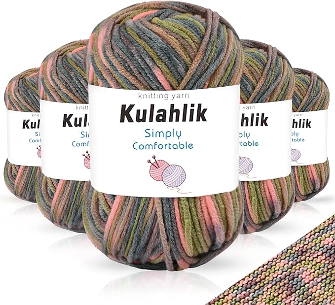 250g(5x50g) Acrylic Yarn for Crochet/Knitting, Colorful Gradient Yarn Thread, 5 Rolls Skeins, Perfect for Any Knitting Crochet and Crafts Mini Project