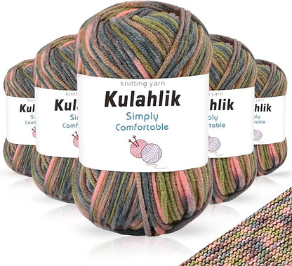 250g(5x50g) Acrylic Yarn for Crochet/Knitting, Colorful Gradient Yarn Thread, 5 Rolls Skeins, Perfect for Any Knitting Crochet and Crafts Mini Project