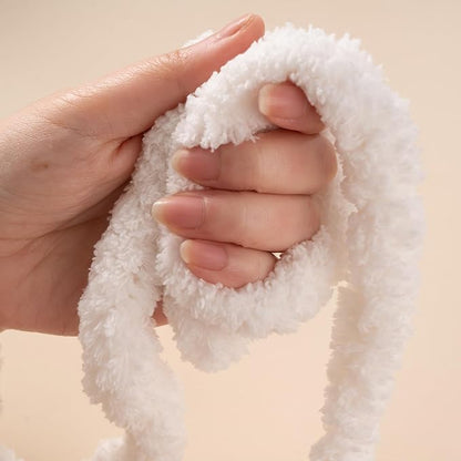 White Jumbo Chunky Chenille Yarn for Crocheting, Thick Plush Yarn for Hand Knitting Blankets, Super Soft Bulky Yarn for DIY Projects, 2 Jumbo Pack