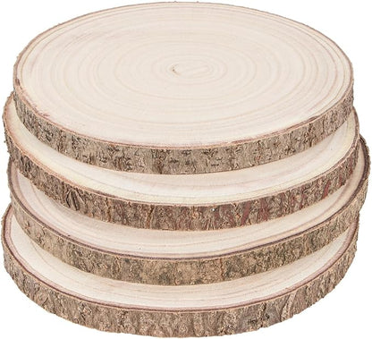 Maputune 4 Pcs 11-12 inches Large Unfinished Wood Slices for Centerpieces, Natural Rustic Wooden Plate for DIY Craft, Round Wood Chips for Table Signage Painting Wedding Party Christmas Decor