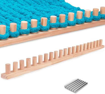 LITURTOO 42" Chunky Blanket Loom - Loom for DIY Throw Blankets, Adjustable Size Hand Knitting Yarn Chunky,No Needles Required,Beginner Friendly Yarn Craft (42")