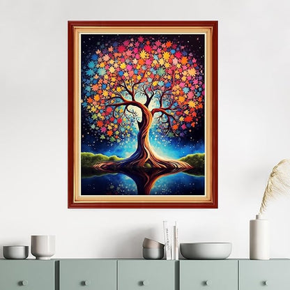 Dimensean Stamped Cross Stitch Kits Full Range of Embroidery Patterns Starter Kits for Beginners Adult DIY Cross Stitches Needlepoint Kits 11CT- Magic Tree 16x20 inch