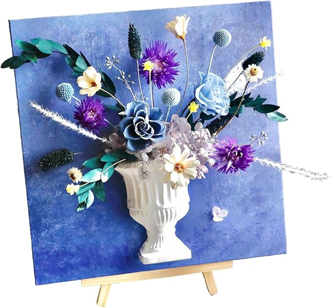 Artistic Oil Painting & Plaster Vase Set - DIY Dried Flower Holder, Separated Components for Easy Assembly, Decorative Wall Art & Textured Vase for Living Room, Bedroom, Office Home Table Decor (G)