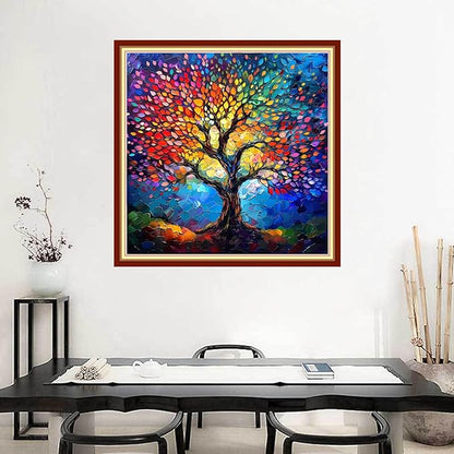 Joyhoor Stamped Cross Stitch Kits for Beginners Needlepoint Kits for Adults Embroidery Kits 11CT Counted Cross Stitch Kits Printed Embroidery Pattern-Luminous Tree 18x18 inchs