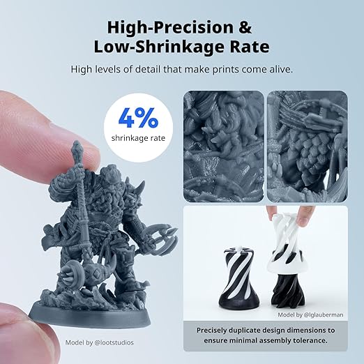ANYCUBIC Water Washable ABS-Like Resin 3.0 Bundle, 3D Printer Resin, High Toughness and High Precision, Easy to Post-Process, Low Odor, Wide Compatibility for All LCD 3D Printers (HD Grey, 4kg)