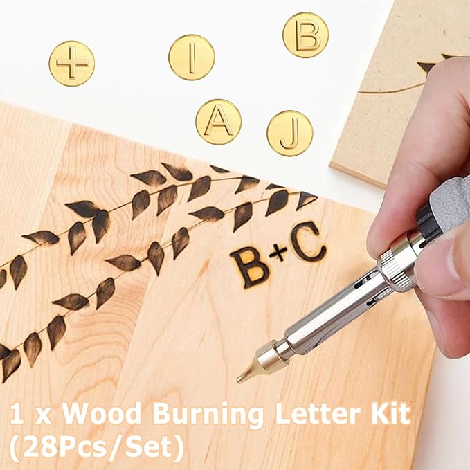 Wood Burning Letter Kit, 28PCS Creative DIY Carving and Embossing Set for Craft Making