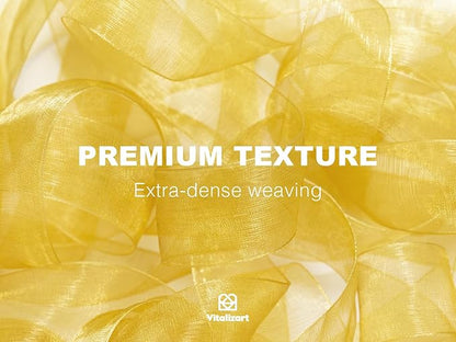 Vitalizart Gold Ribbon Organza Sheer Ribbon 1 inch x 30 Yd Fall Ribbon Handmade Fabric Ribbons for Gift Wrapping Christmas Tree Crafts Bows Wedding Invitations Wreaths Wrap