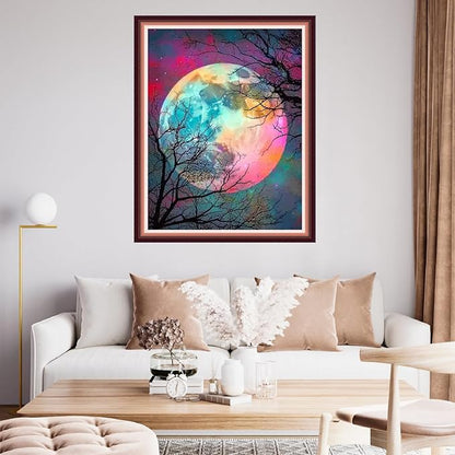 Fanxvivy Stamped Cross Stitch Kits for Beginners Full Range of Cross Stitching Preprinted Embroidery Kits for Adults, 11CT Embroidery Pattern Needlepoint Kits-Magical Moonlight 16x20 inch