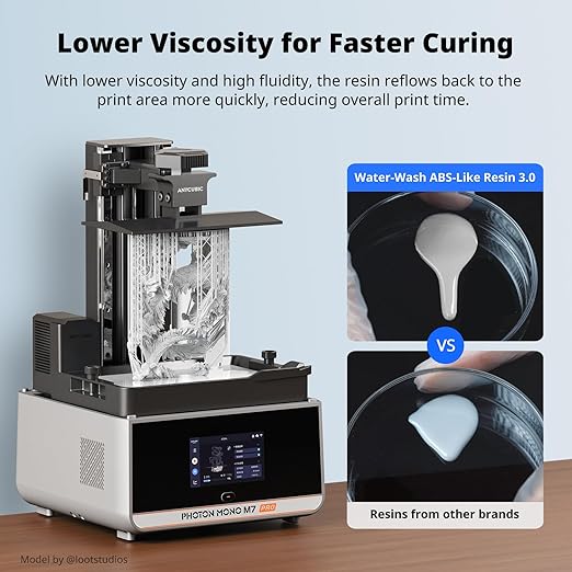 ANYCUBIC Water Washable ABS-Like Resin 3.0 Bundle, 3D Printer Resin, High Toughness and High Precision, Easy to Post-Process, Low Odor, Wide Compatibility for All LCD 3D Printers (White, 4kg)