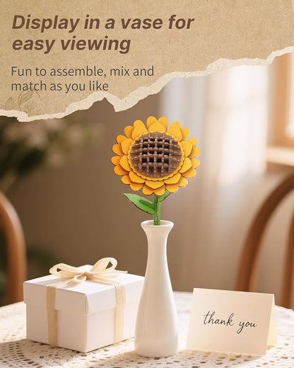 3D Sunflower Wooden Puzzles for Adults,DIY Wooden Flower Craft,DIY Wooden Flowers Model Kit Building Set Craft for Adults to Build.(3.9 * 3.6 * 9.1in 86PCS)