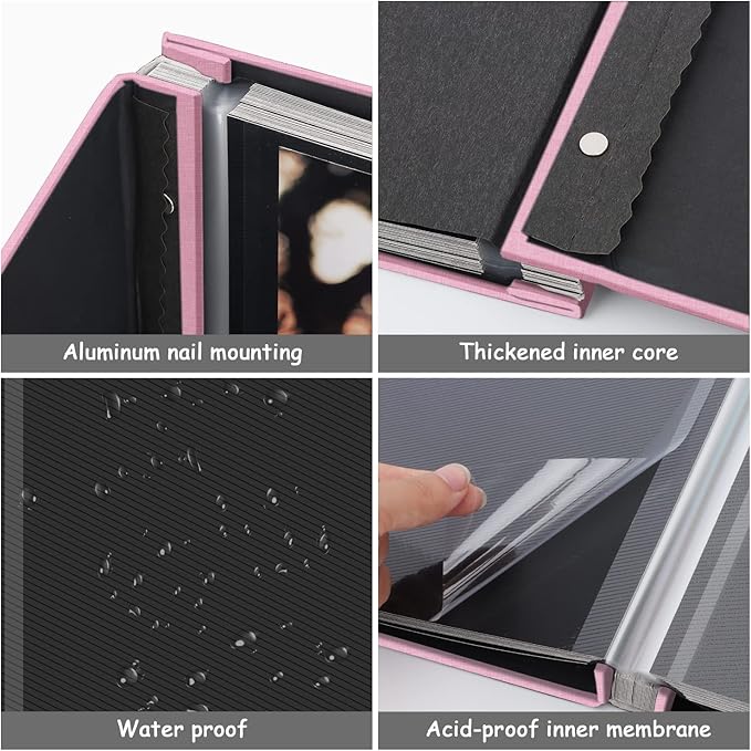 Zesthouse Photo Album Self Adhesive Pages, 60 Pages Magnetic Scrapbook Albums with Sticky Page, Photos Album Holds 8x10 & 5X7 & 4x6 & 6x8 & 3x5, Large Picture Book Ideal Gift for Family Wedding Baby
