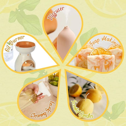 SALKING Citrus Burst Essential Oil Set, Premium Fragrance Oil for Diffuser, Scented Oil Gift Set for Soap Candle Making - Sweet Orange, Bergamo, Lemon, Grapefruit, Lime, Yuzu