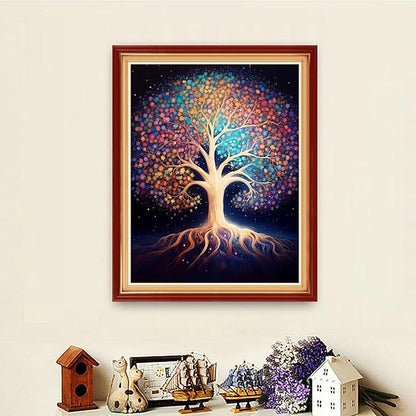 Dooxvey Cross Stitch Kits for Adults Stamped Full Range of Embroidery Starter Kits for Beginners 11CT Printed Cross Stitch Patterns Needlepoint Kits Stamped Crossstitching-Dream Tree 16x20 inch