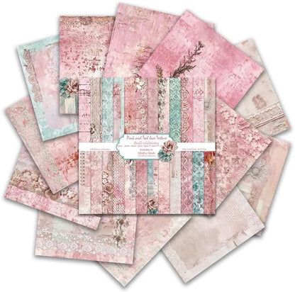 Pink Lace Scrapbook Paper Vintage Flower Pattern Papers Pad 12×12,24 Sheets Double-Sided Bobo Floral Scrapbooking CardStock Paper Pad for Holiday Cardmaking DIY junk Journal Papers. - Image 6
