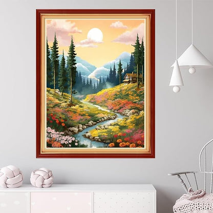 Dooxvey Cross Stitch Kit for Adults Beginners - Stamped Needlepoint Embroidery Kit, 11CT Pattern, Sunrise Forest Theme, 16x20 Inch