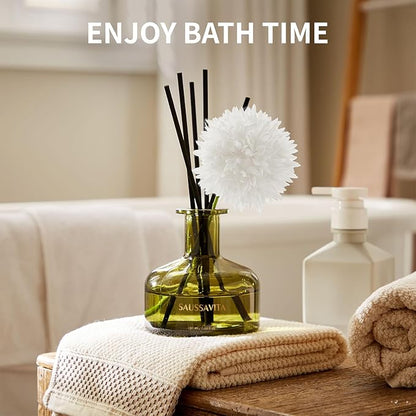 Flower Reed Diffusers Set, 7.10 oz Cedar Scented Diffuser with 7 Sticks, Long Lasting Home Fragrance for 120 Days, Perfect for Bathroom, Shelf Decor, Air Fresheners